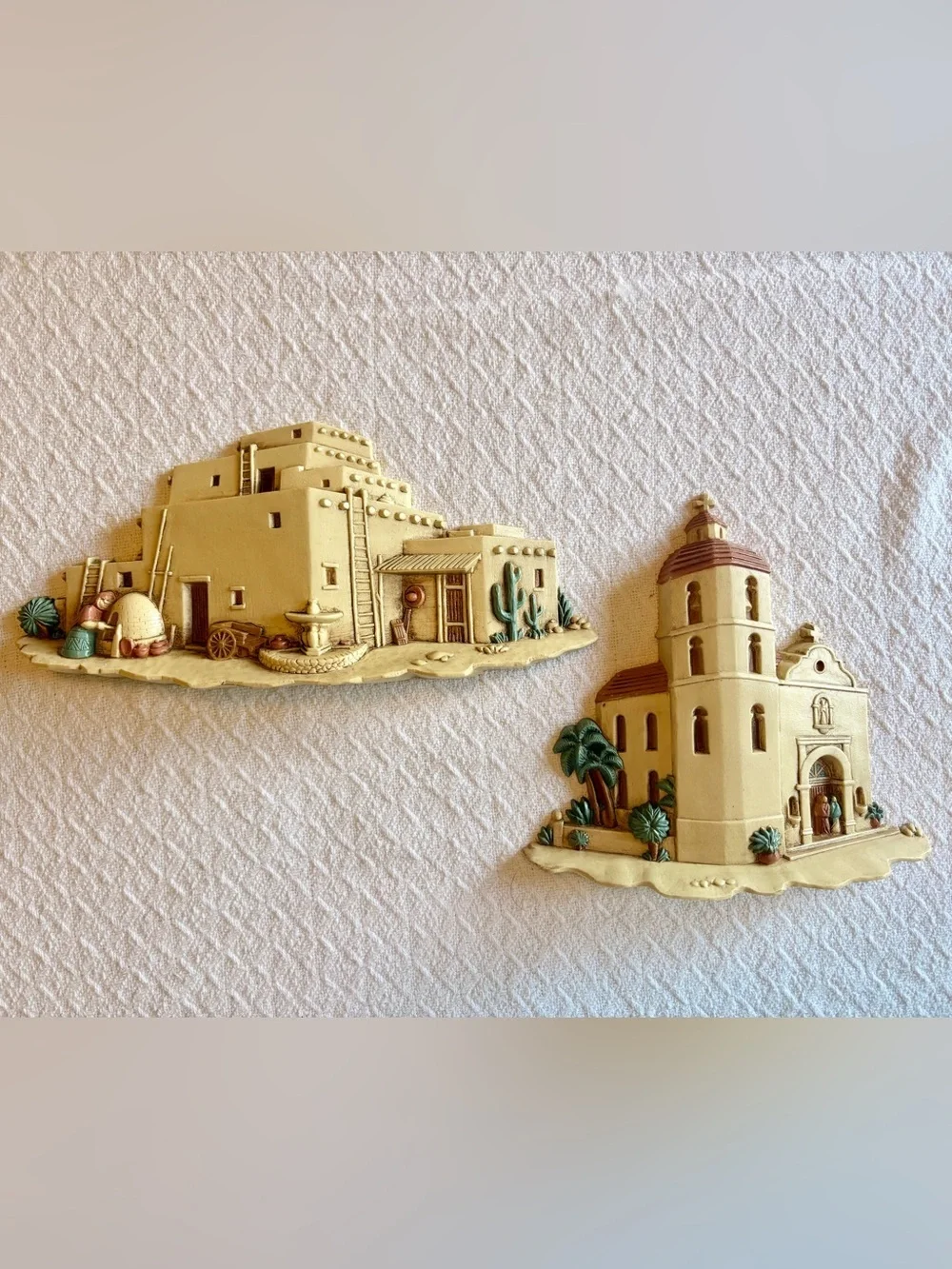 Vintage Wall Art Plaques Adobe Pueblo Hacienda House Desert Southwest Spanish